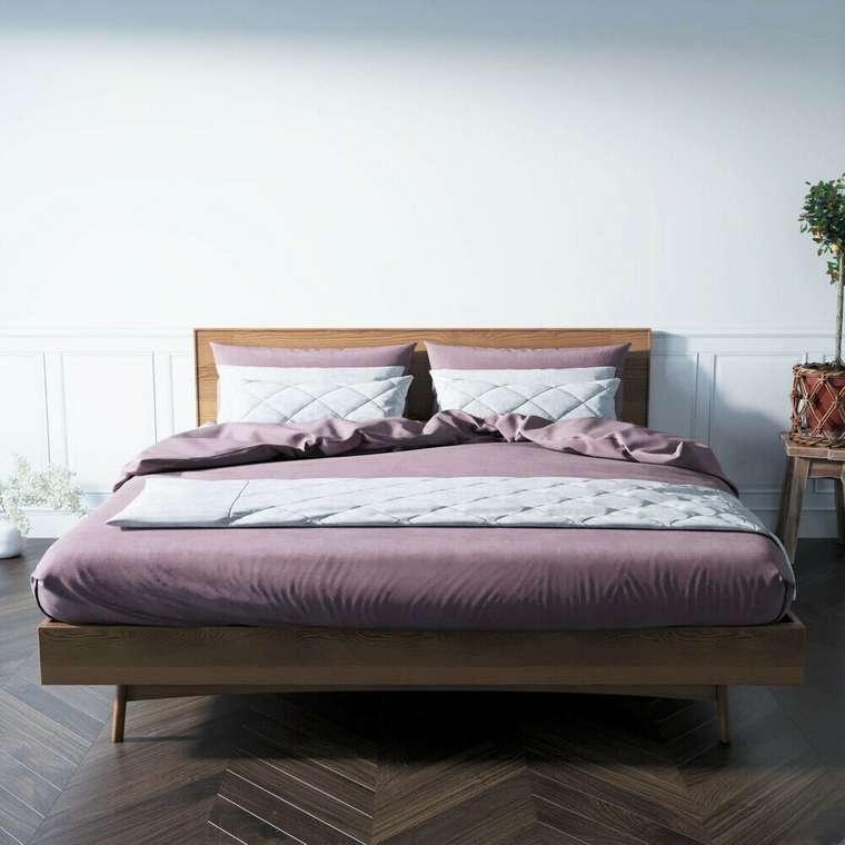 Кровать двуспальная Bruni из массива и шпона ясеня 160х200