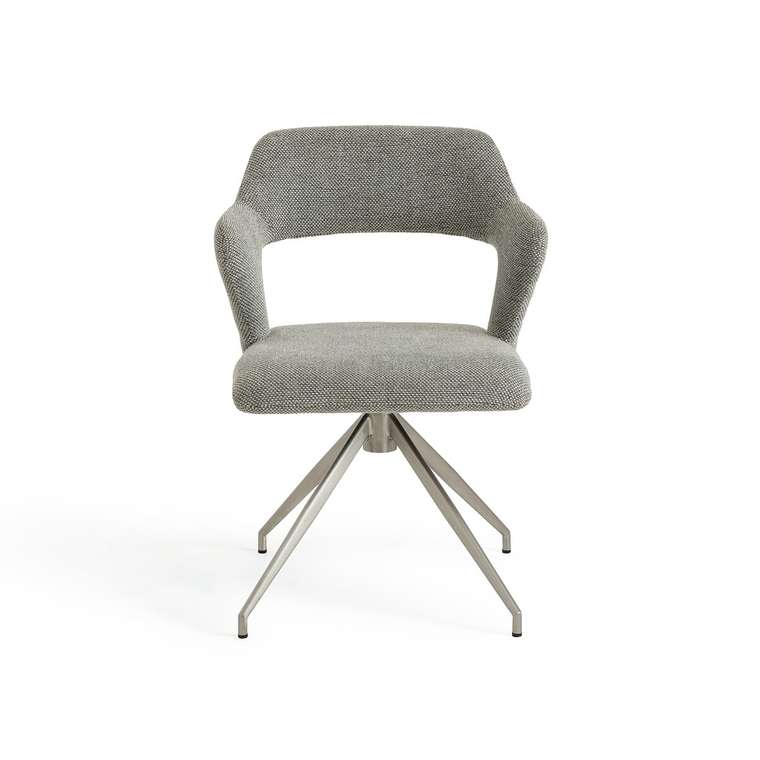 Кресло для столовой из рифленой ткани Asyar серого цвета