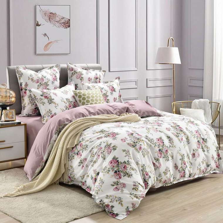 Комплект постельного белья Сагдиана 180х220 бело-розового цвета