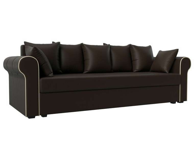 Прямой диван-кровать Рейн коричневого цвета (экокожа)