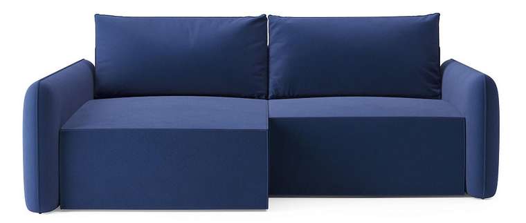 Угловой диван-кровать Софт синего цвета левый