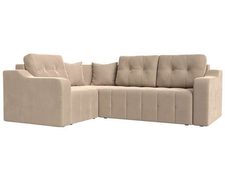 Угловой диван-кровать Кембридж бежевого цвета левый угол