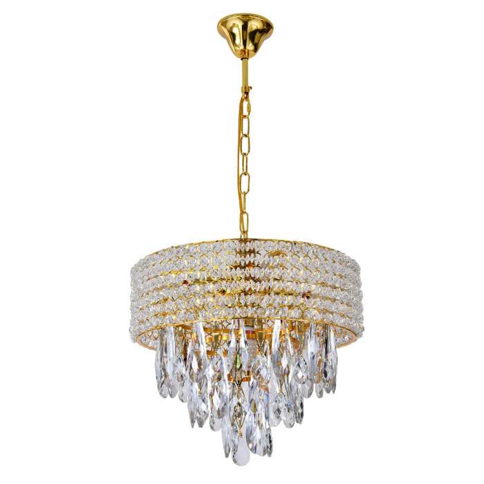 Подвесная люстра с хрустальными подвесками на цепи 140009/5P E14*40W Gold Escada Erawan ES0000013