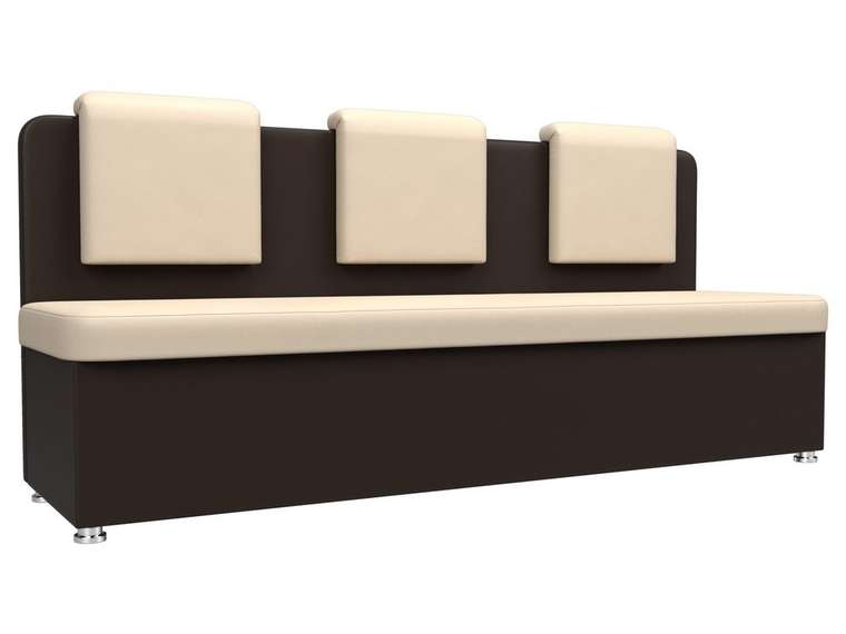 Кухонный прямой диван Маккон коричнево-бежевого цвета (экокожа)