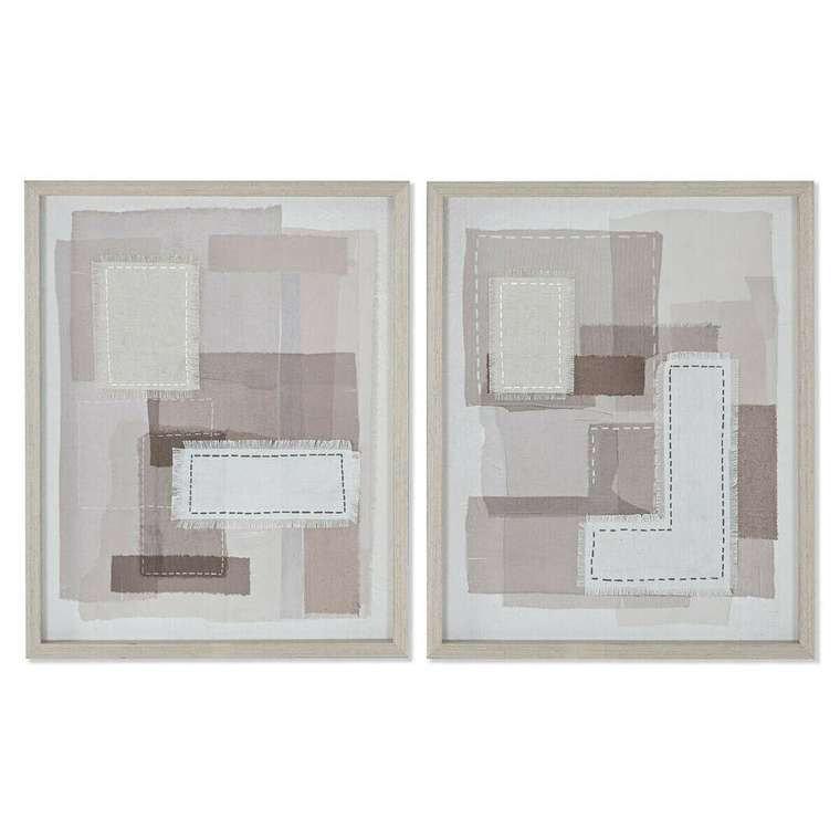 Полотно Бежевый Серый Абстракция современный 40 x 2,5 x 50 cm (2 штук)