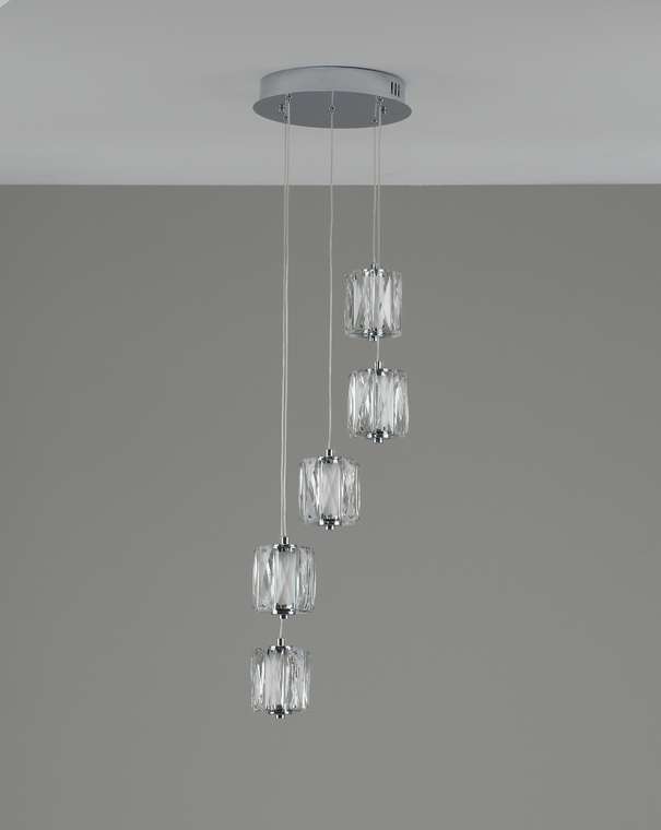 Светодиодная подвесная люстра Prismique V11718-PL серебристого цвета