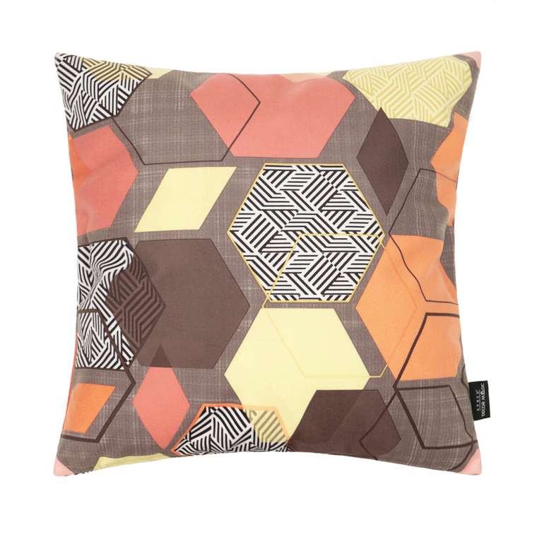 Декоративная подушка Geometry brown с геометрическим рисунком