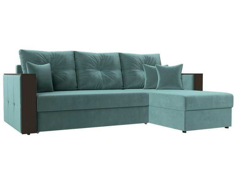 Угловой диван-кровать Валенсия бирюзового цвета правый угол