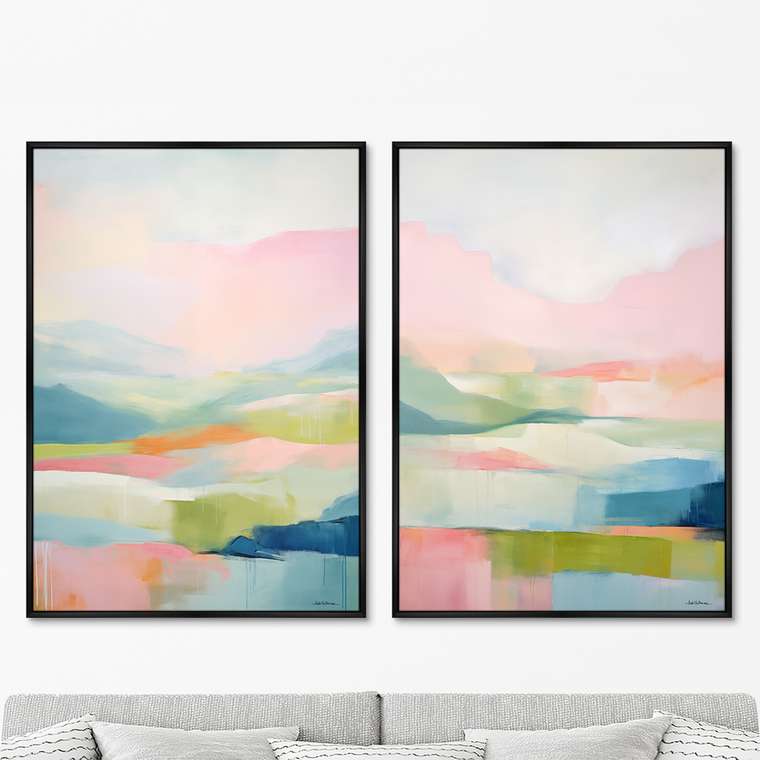 Набор из двух репродукций картин Landscape collection, In pastel tone, 2024г.