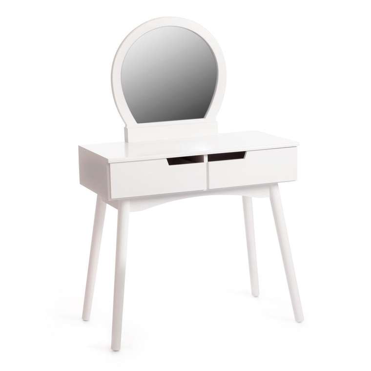 Туалетный столик с зеркалом и табуретом Fabron белого цвета
