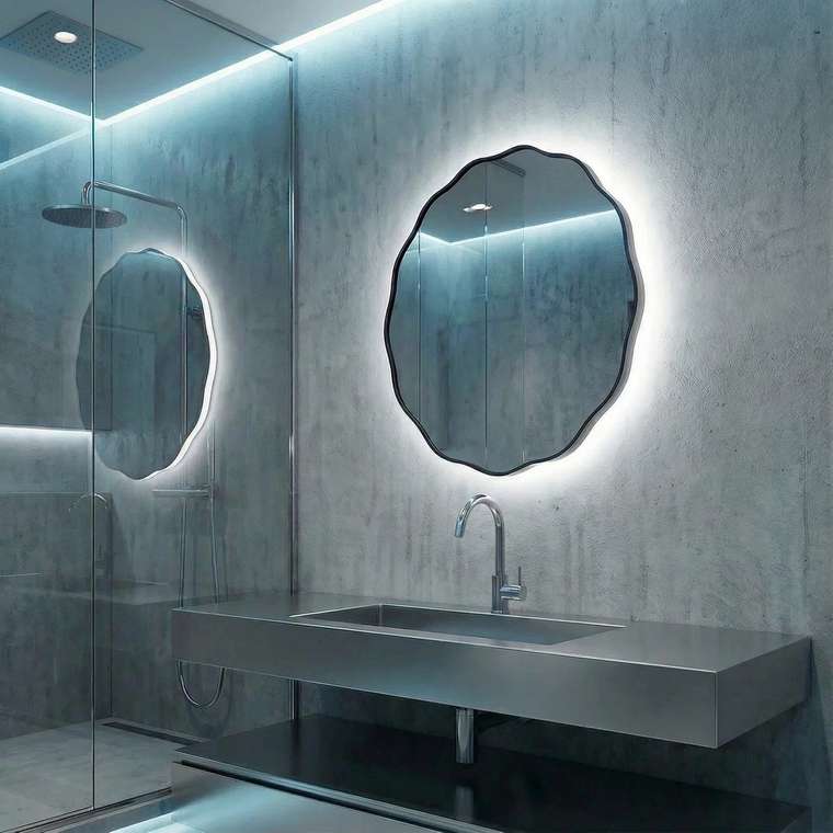 Настенное зеркало Fancy M D80 в раме черного цвета с подсветкой