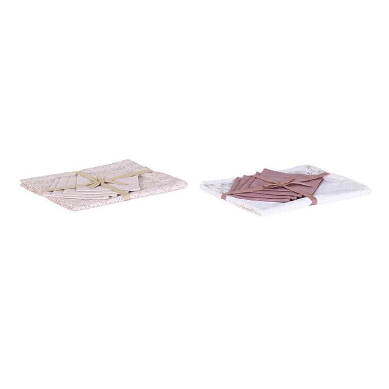 Скатерть и салфетки DKD Home Decor 150 x 150 x 0,5 см Розовый Белый (2 штук)