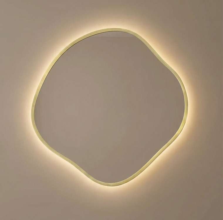 Настенное зеркало Organic M LED в раме золотого цвета с подсветкой