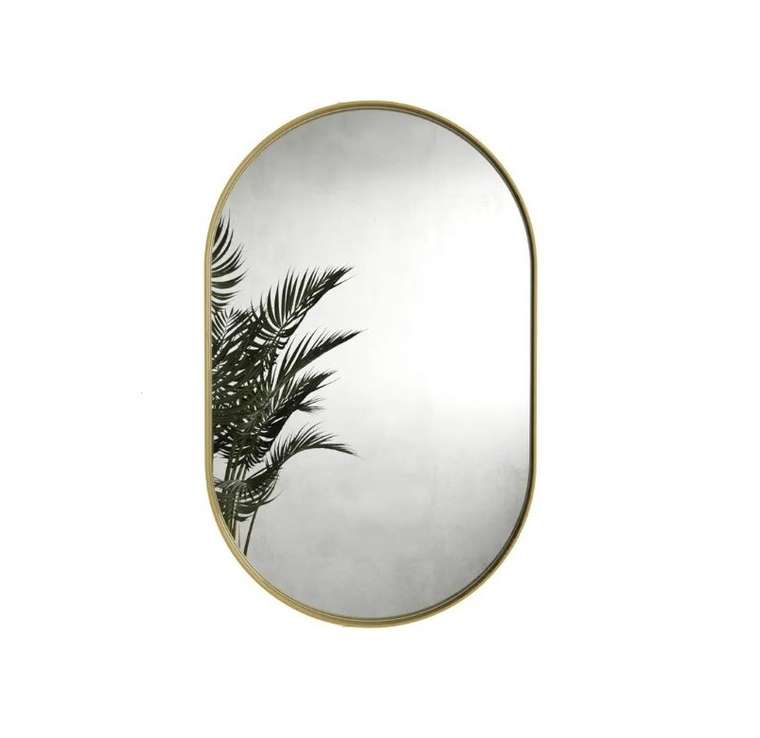 Дизайнерское настенное зеркало Harmony mini в металлической раме золотого цвета