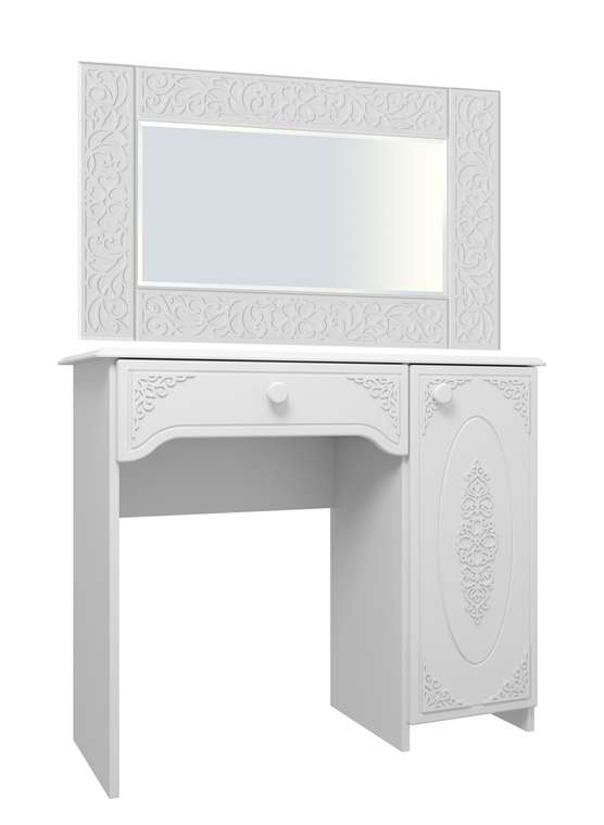 Комплект туалетный стол с зеркалом белого цвета
