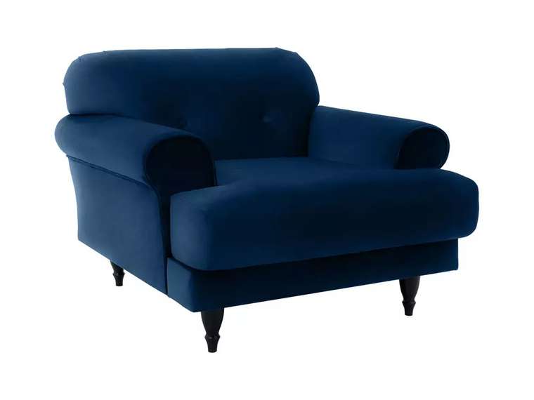 Кресло Italia в обивке из велюра темно-синего цвета с черными ножками