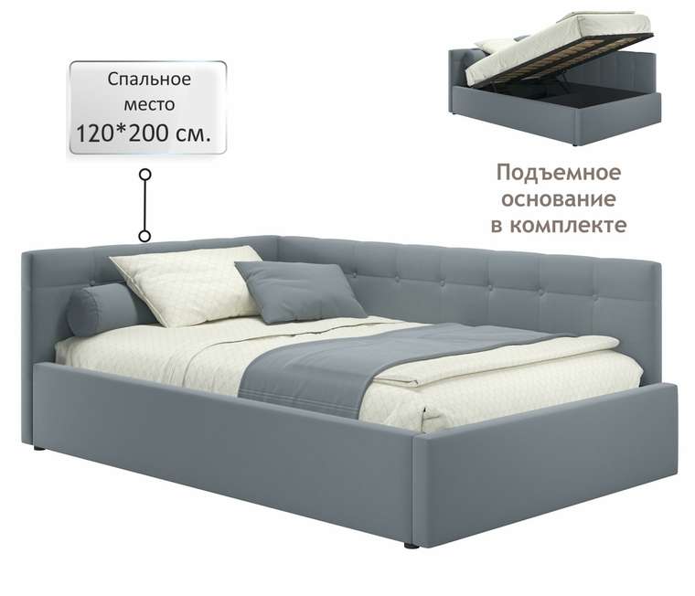 Кровать-тахта Bonna 120х200 серого цвета c подъемным механизмом