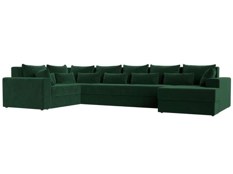 Угловой диван-кровать Майами темно-зеленого цвета правый угол