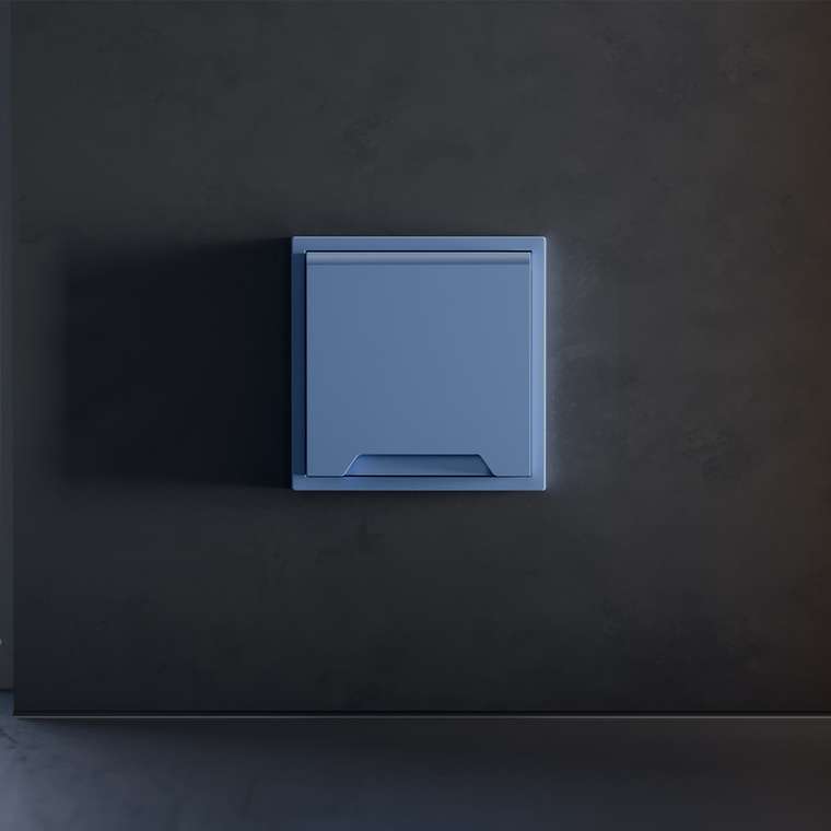 Накладка для розетки с заземлением, защитными шторками и крышкой, S70 (деним)