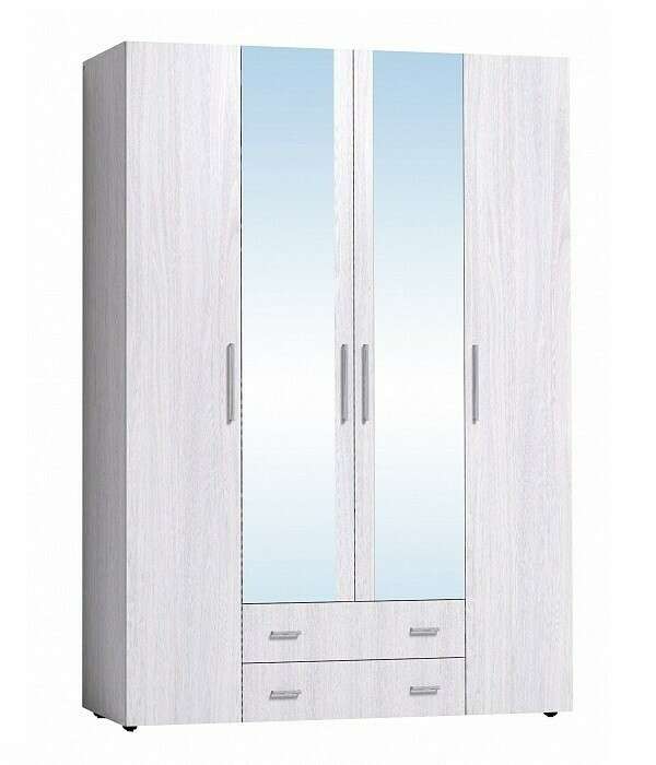 Шкаф для одежды и белья с зеркалом Монако светло-серого цвета