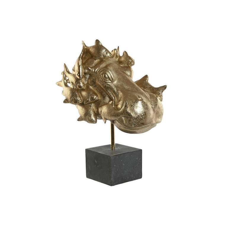 Декоративная фигура Чёрный Позолоченный Гиппопотам 33 x 21,5 x 45 cm
