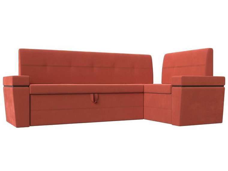 Угловой диван-кровать Деметра кораллового цвета правый угол