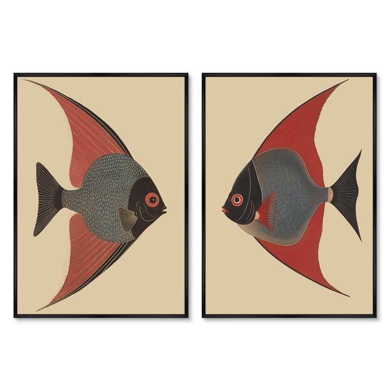 Набор из двух репродукций картин Angel Fish 2024 год