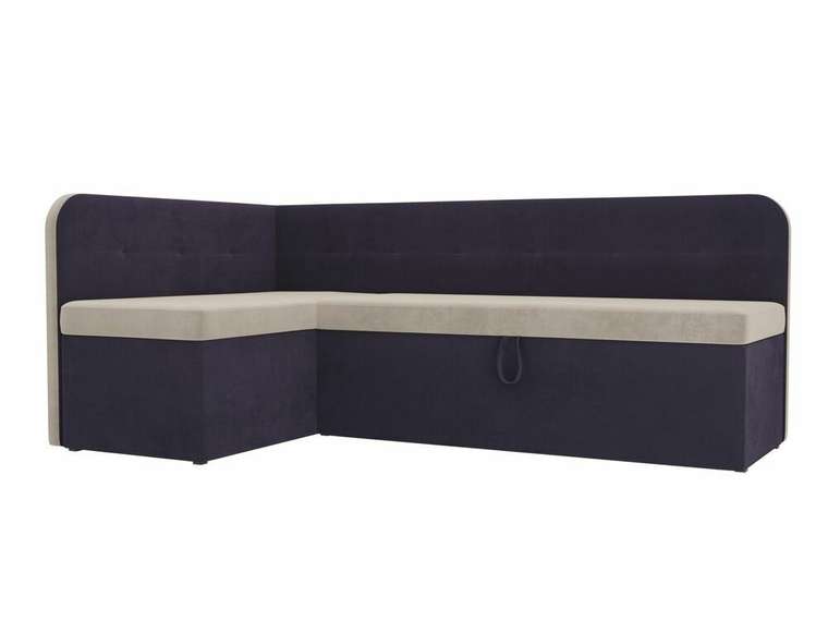 Угловой диван-кровать Форест бежево-фиолетового цвета левый угол