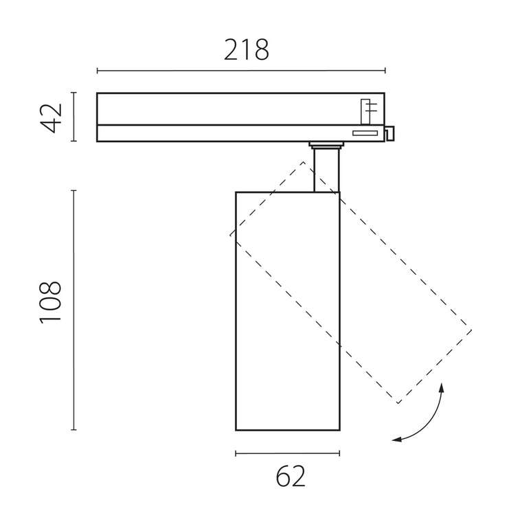 Светильник ALTA BASE для трековой системы Quattro с управлением TRIAC LED 15W 1880LM 24G БЕЛЫЙ 4000K с адаптером (215146 + 594056)