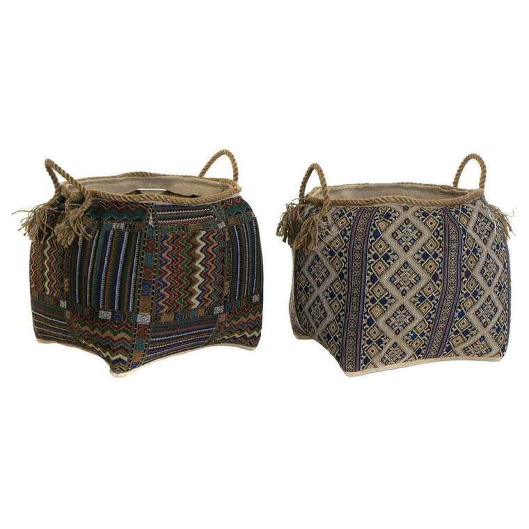 Корзина DKD Home Decor Натуральное волокно 41 x 41 x 40 cm Boho (2 штук)
