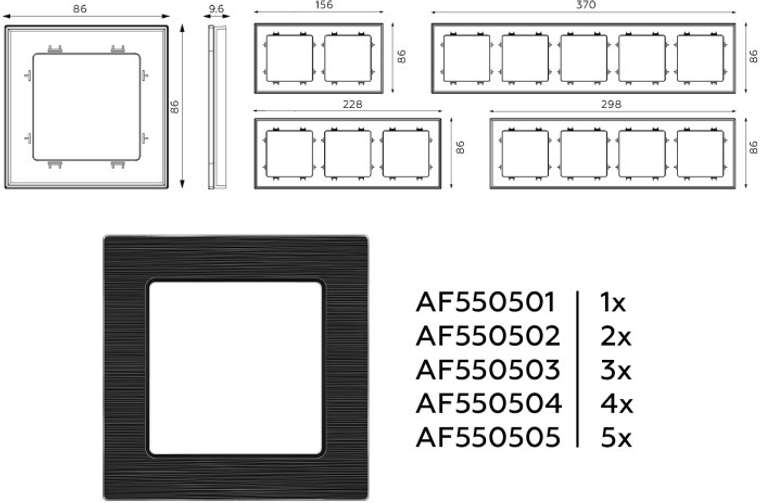 Рамка Ambrella Volt ALFA Platos (Черный Металл шлифованный) 4-ая AF550504