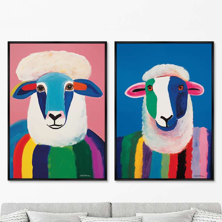Набор из двух репродукций картин Sheep couple, 2024г.