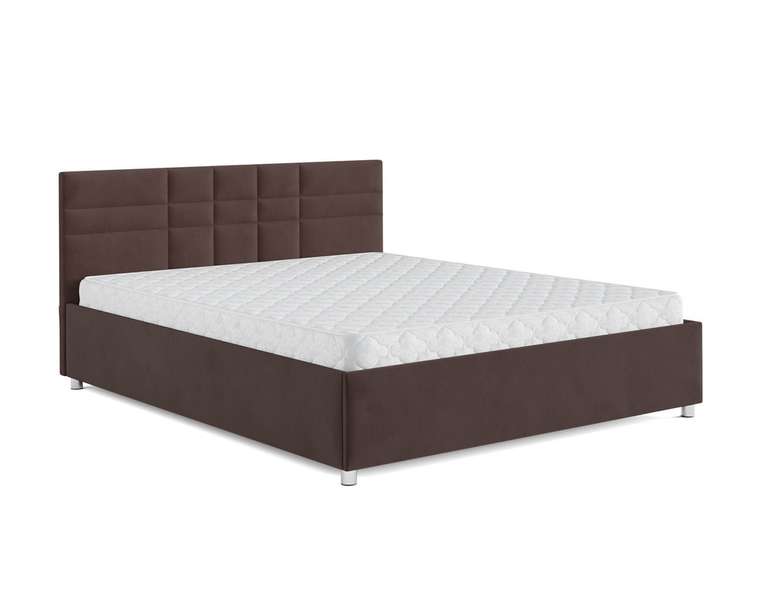 Кровать Нью-Йорк 160х190 коричневого цвета с подъемным механизмом (велюр)