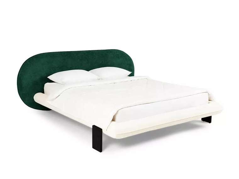Кровать Softbay 160х200 бело-зеленого цвета без подъемного механизма