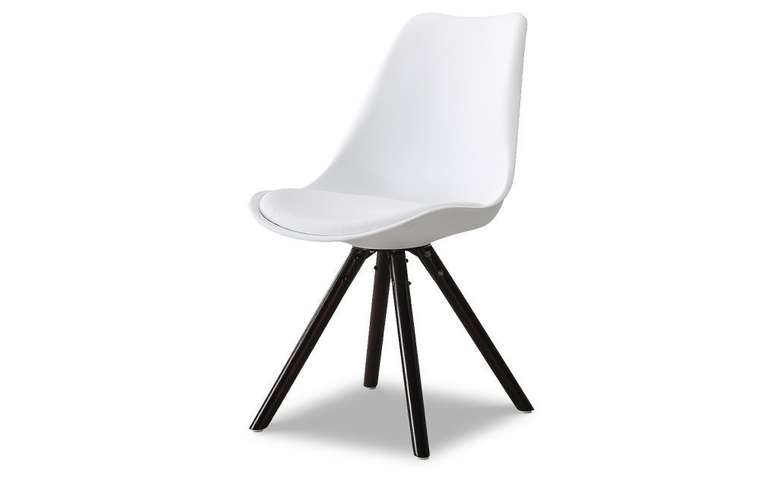 Стул Кейси с деревянными ножками белый/темный орех