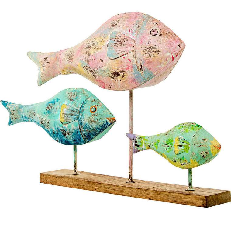 Декоративная фигура Разноцветный Железо Рыбы 83 x 16 x 51 cm