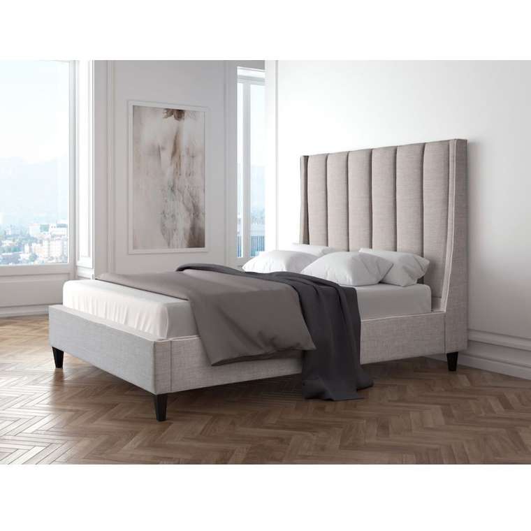 Кровать Odina 180х200 бежево-серого цвета