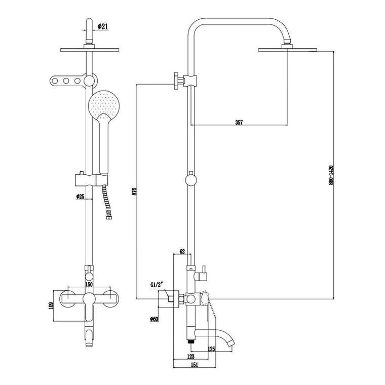Душевая система Fmark FS8245A, хром