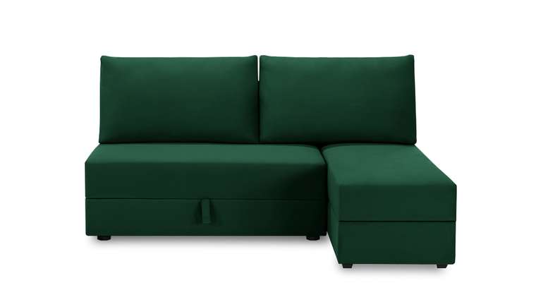 Угловый диван-кровать с оттоманкой Джелонг Лайт зеленого цвета