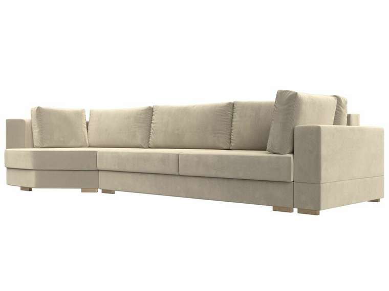 Угловой диван-кровать Лига 026 бежевого цвета левый угол