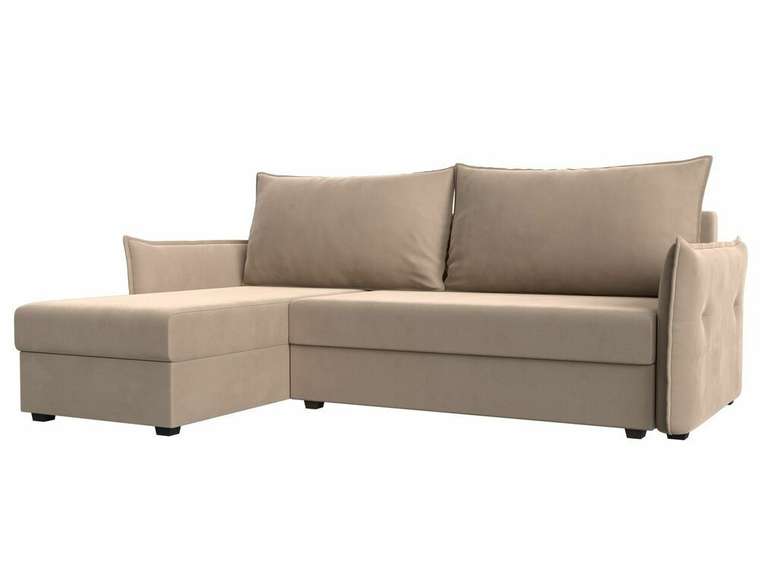 Угловой диван-кровать Лига 004 бежевого цвета угол левый