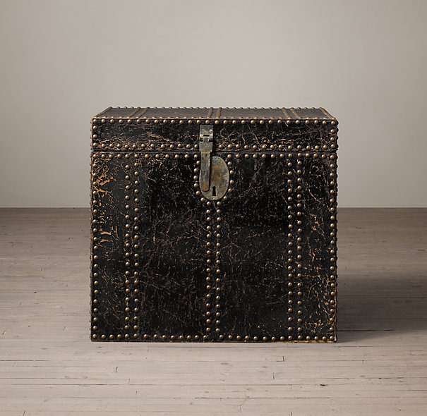 Приставной столик 19th c. Leather carriage trunk