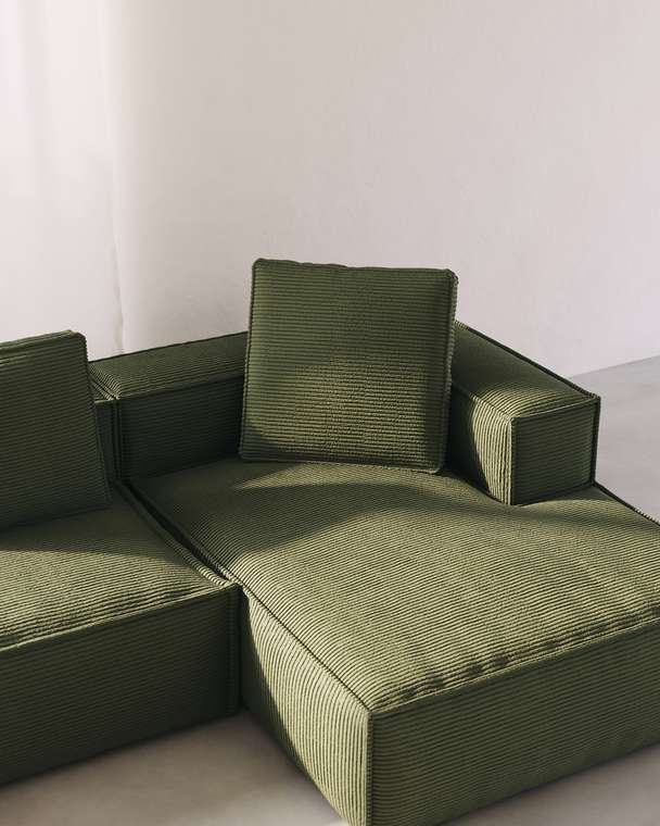Угловой диван Blok 330 зеленого цвета правый