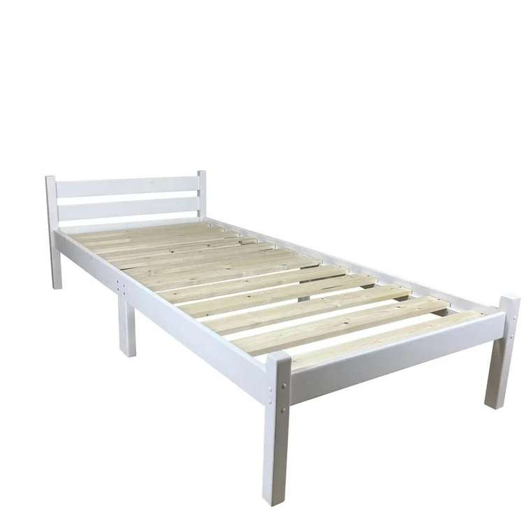 Кровать односпальная Классика Компакт сосновая 90х190 белого цвета