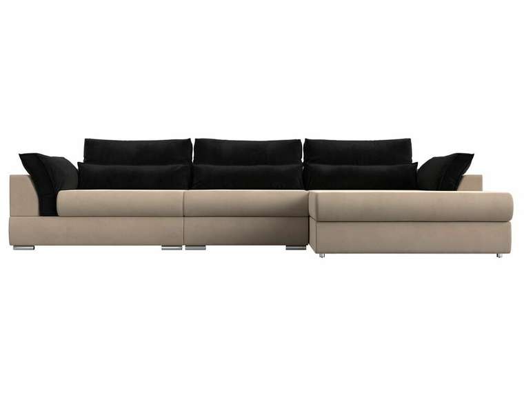 Угловой диван-кровать Пекин Long черно-бежевого цвета угол правый