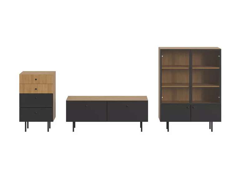 Комплект мебели для гостиной Frida 4 черно-бежевого цвета на металлических ножках 