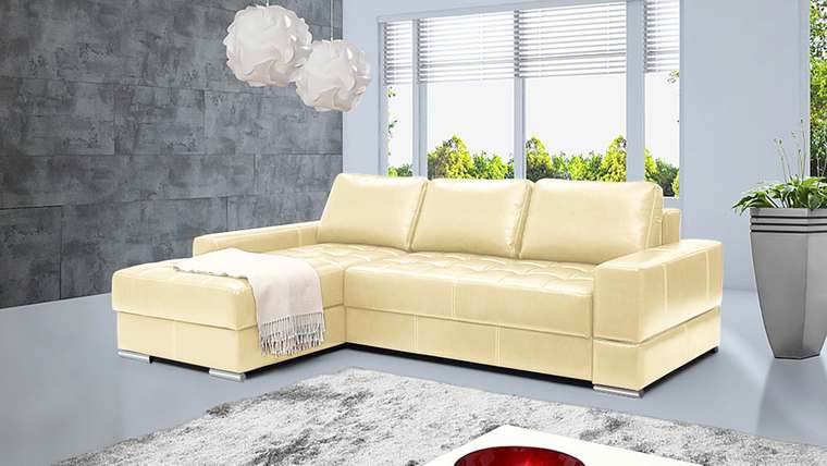 Угловой диван-кровать Матео кремового цвета