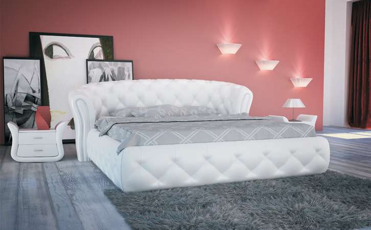 Кровать "Letto GM 05" с обивкой из экокожи или велюра  200х200 см