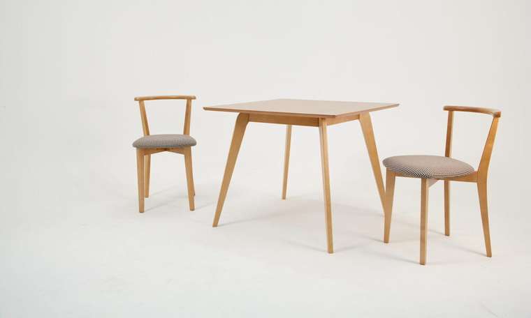 Набор из стола Arki М 90 и двух стульев Франк ПМ с сиденьем цвета гусиные лапки