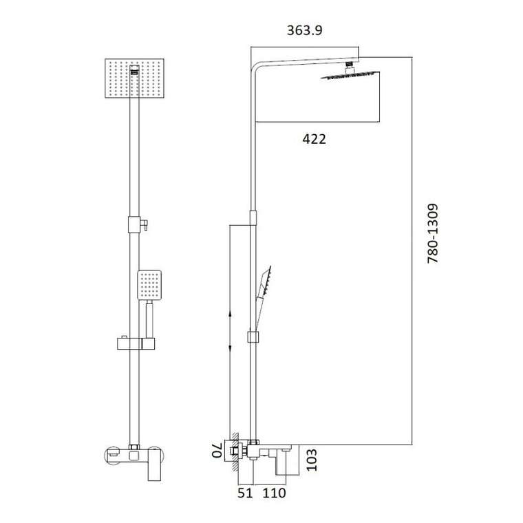 Душевая система Haiba HB24803-7, черный
